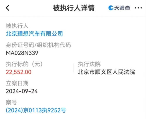 北京理想汽車關(guān)聯(lián)公司被列為被執(zhí)行人，業(yè)內(nèi)關(guān)注其商務(wù)信息咨詢業(yè)務(wù)